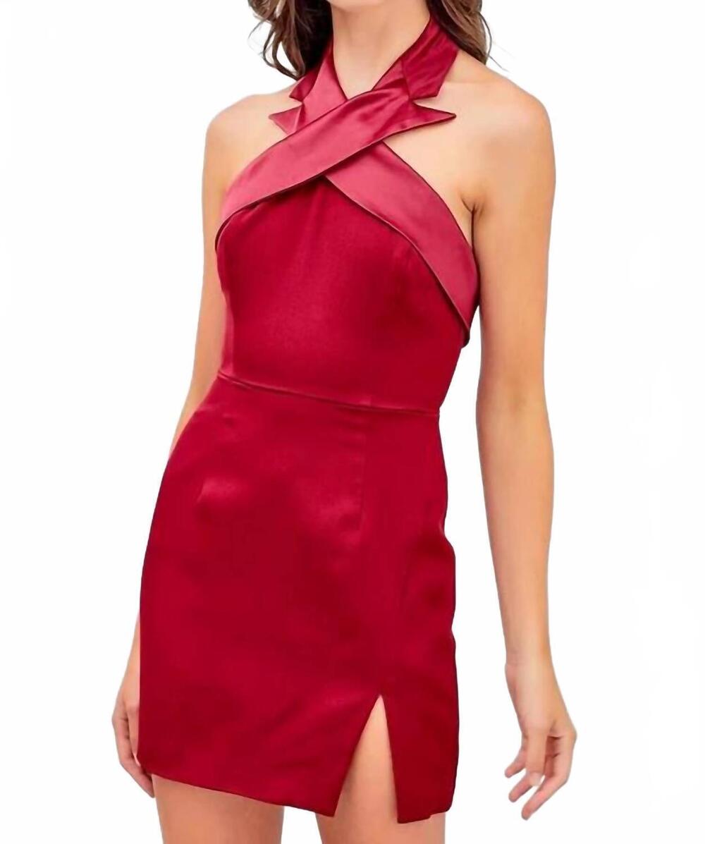 NEW DOBE cross neck side slit dress in merlot